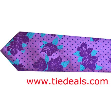 100 New Duchamp Tie Mens Jacquard Silk Lilac Purple Green Floral