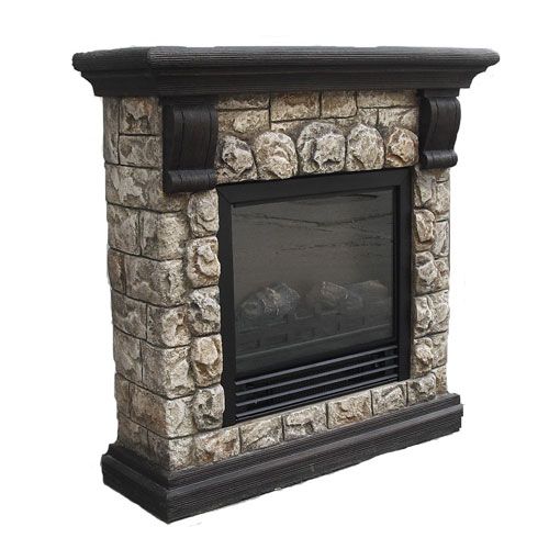 Flametec 1250W Electric Fireplace Heater Multi Color Stone Mantle