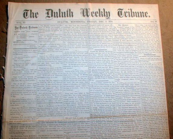  headline newspaper w GREAT FIRE of DULUTH Minnesota w LOCAL COVERAGE