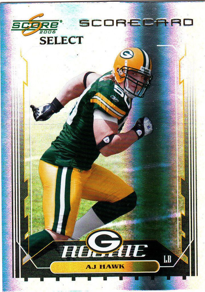 2006 SCORE SELECT SCORECARD AJ HAWK RARE INCERT RC SERIAL#/100 PACKERS