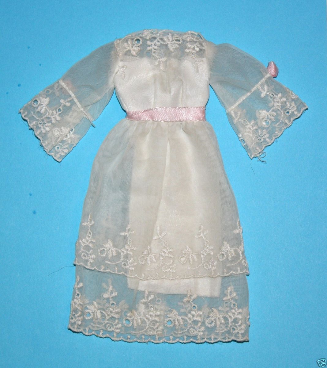 Vintage Barbie Mod Clothing Lovely White MIDI Dress