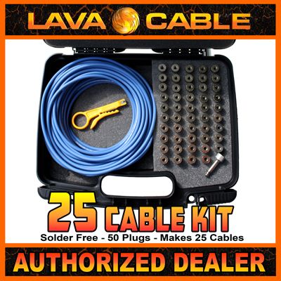 Lava Solder Free Mini ELC Pedalboard Cable Kit Case Blue 50 Straight