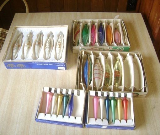 BOXES VINTAGE TEARDROP ICICLE CHRISTMAS ORNAMENTS