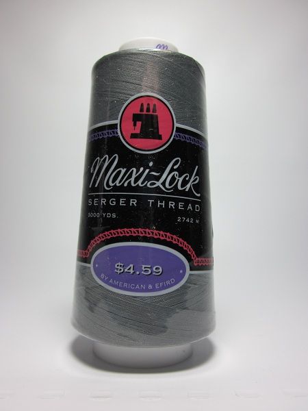Maxi Lock Polyester Serger Thread 3000 Yard Cone Solid Steel Medium
