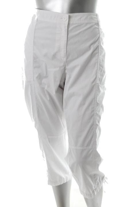 Eileen Fisher New White Cargo Cropped Pants Plus 20W BHFO