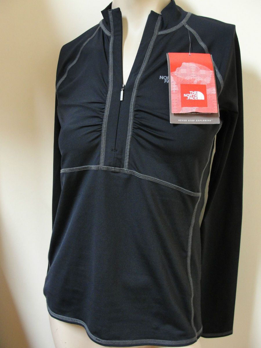 NORTH FACE WOMENS ECHO LAKE 1 2 ZIP RASHGUARD SHIRT Black M MEDIUM NWT