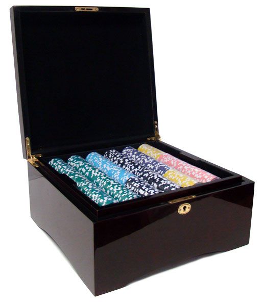 750 Ct Eclipse Poker Chips Set Mahogany Case 14 Gram