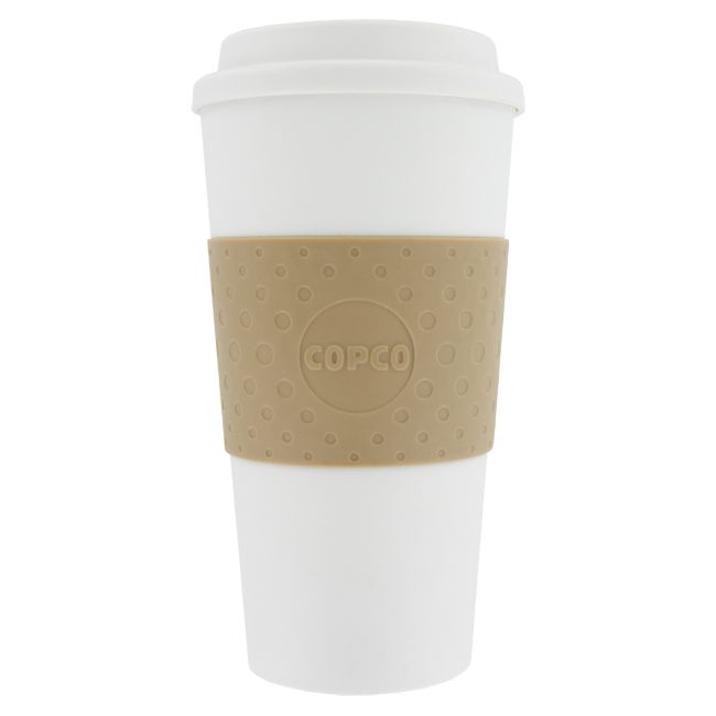 copco eco first travel mug color tan white capacity 16 fl oz item 2510