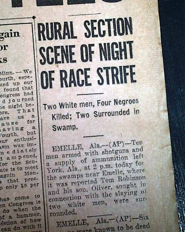 1930 Emelle Al Alabama Race Riot Negroes Old Newspaper