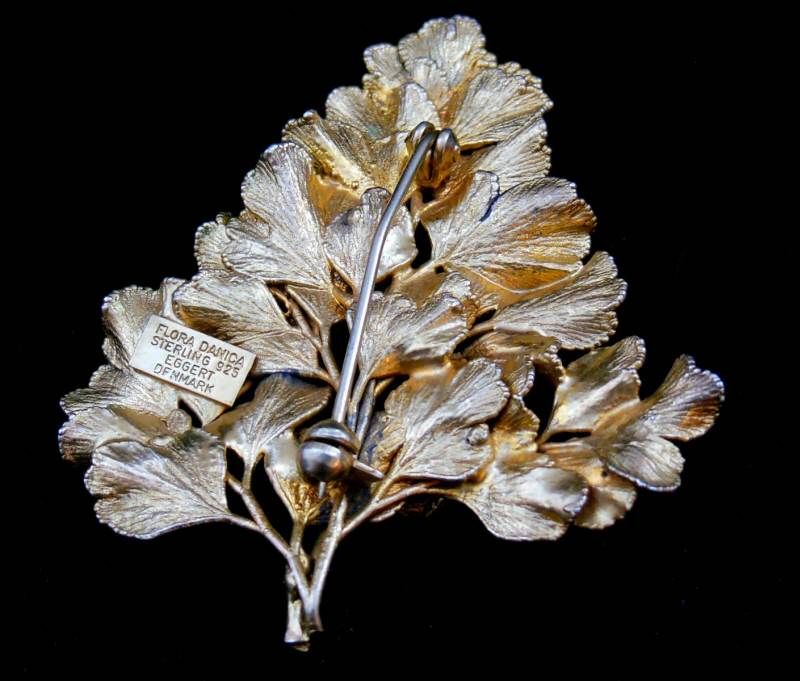 Flora Danica Denmark Signed Eggert 925 Sterling Silver Parsley Leaf