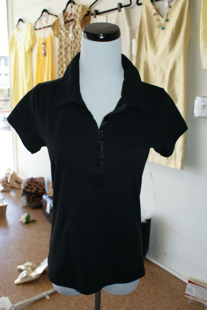 Emanuel by Emanuel UNGARO Black Cotton Tee Polo Sz XS