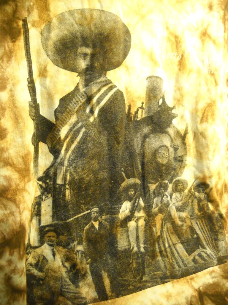 EMILIANO ZAPATA TIE DYE T SHIRT SIZE XL BROWN REVOLUTION MEXICO