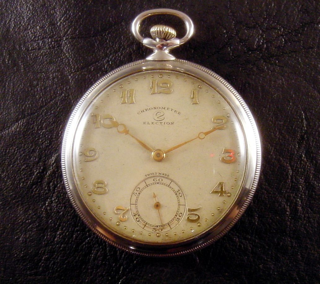 Election Silver Pocket Watch Art Deco High Grade Serv