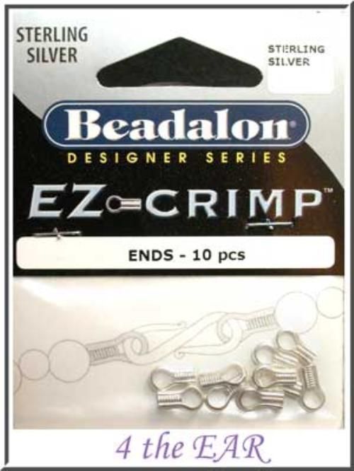 Cord End Loop STERLING SILVER Bright Beadalon EZ Crimps 10 Pc