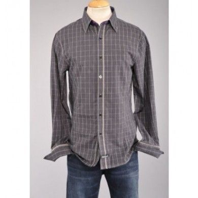 Mens ENGLISH LAUNDRY SCOTT WEILAND Woven Shirt Black Plaid Size M