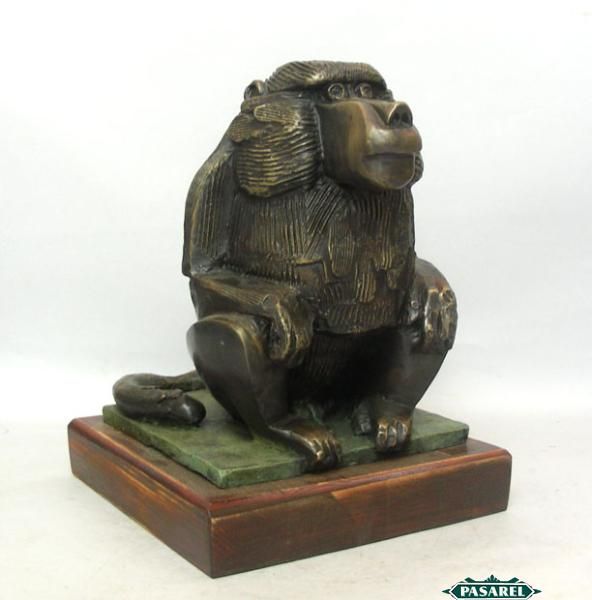 Eliezer Weishoff Bronze Monkey Baboon Sculpture 1950s