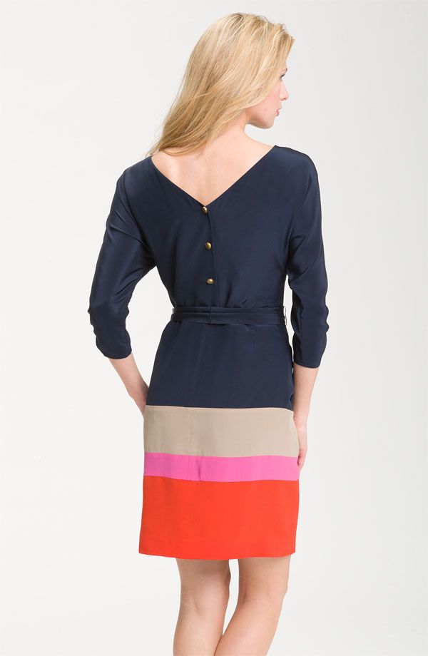 Eliza J Colorblock Silk Crêpe de Chine Dress Size 6