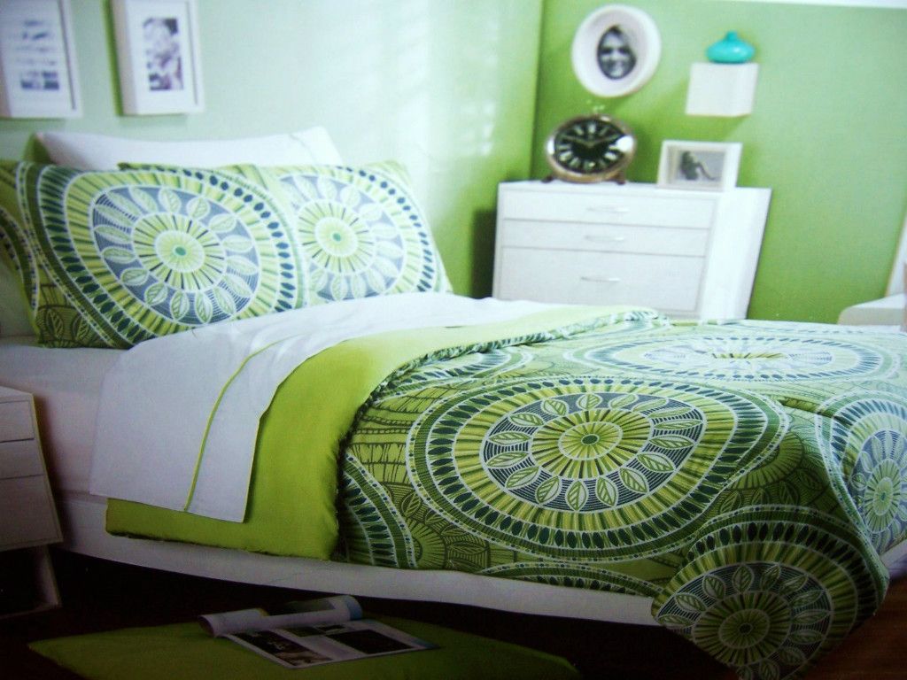  Green Lime 6 PC Twin XL Sz Extra Long Comforter Set Bedding New