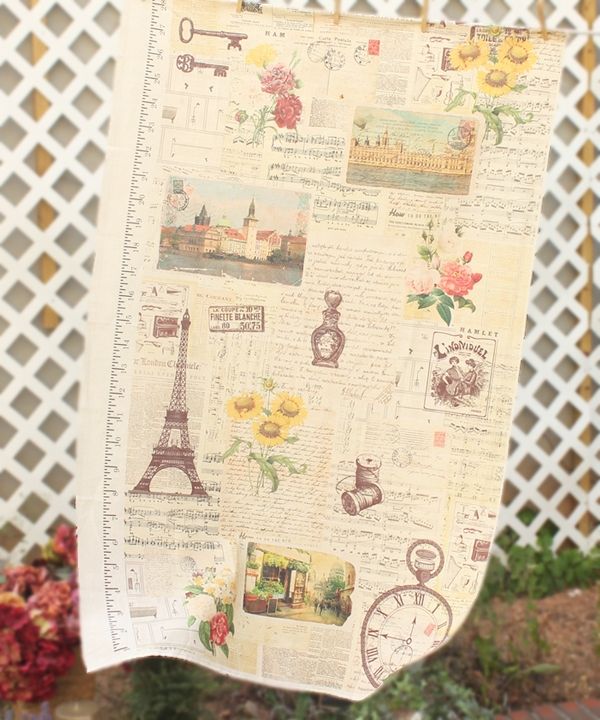 New Linen Cotton Home Deco Cut Fabrics Vintage Paris 152cmx93cm 1 Cut