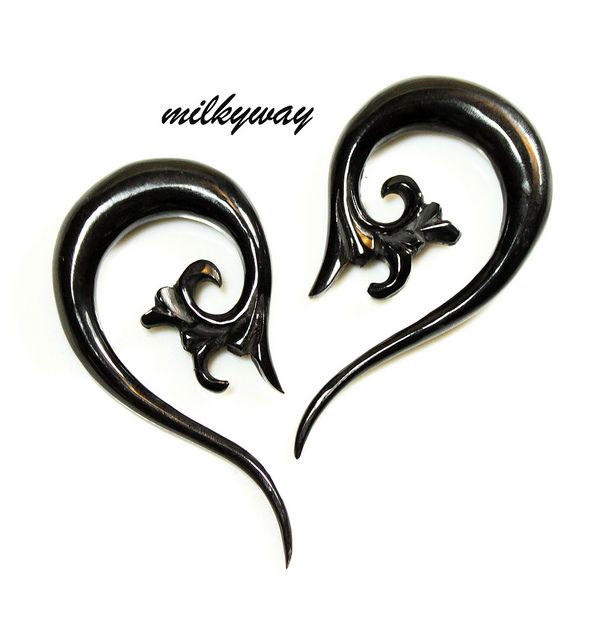 Black Buffalo Horn Organic Ear Plug Gauge Tribal Spiral