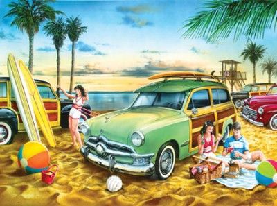 Classics Tin Jigsaw Puzzle Beach Wagon Party Dan Hatala