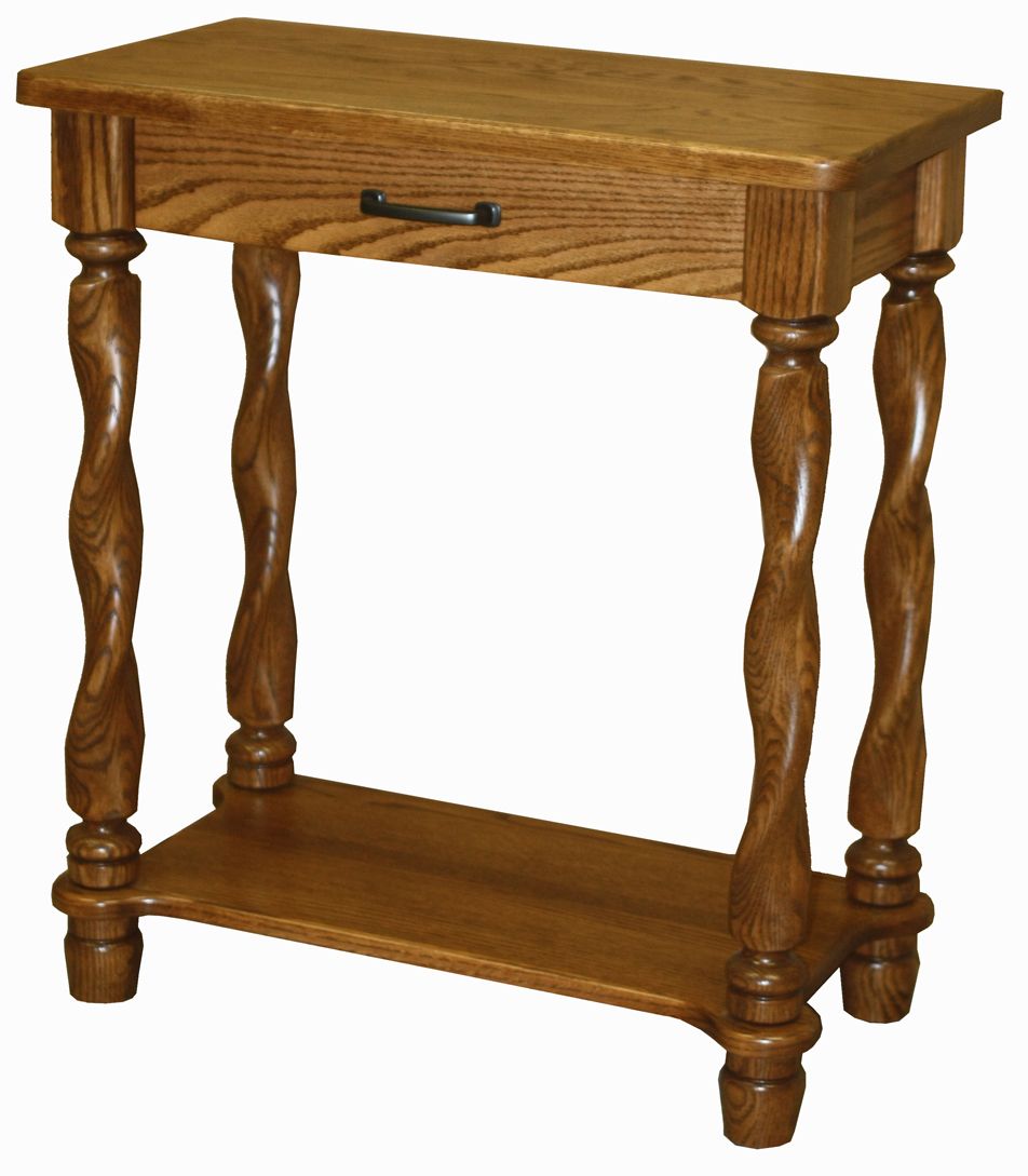 Amish End Table Console Traditional Solid Wood Twisted Leg Oak Brown