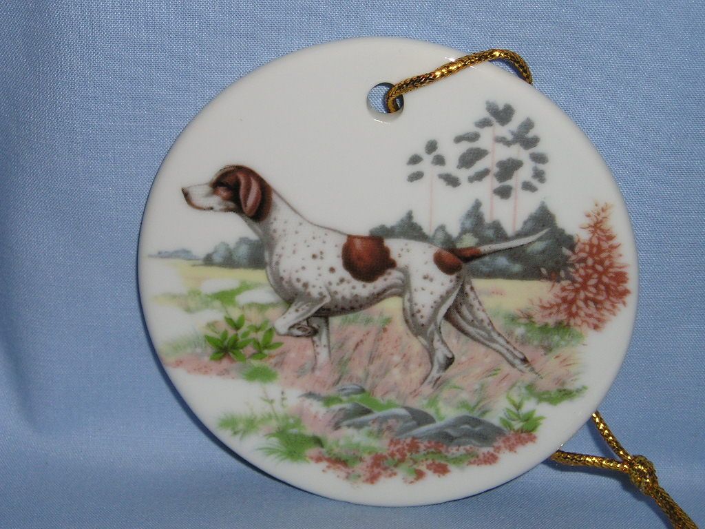 English Pointer Dog Christmas Tree Ornament Porcelain H