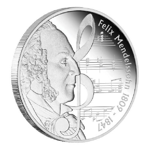  2009 1$ Great Composers 1oz Felix Mendelssohn Silver Coin