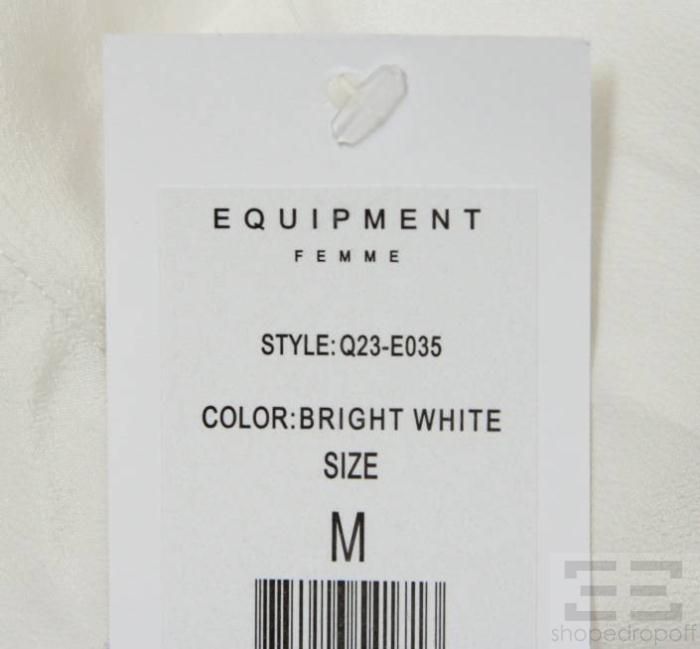 Equipment Femme White Semi Sheer Silk Button Up Top Size Medium