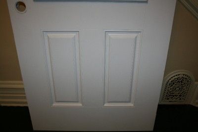 Exterior White Smooth Texture Fiberglass Door with Decorative ODL
