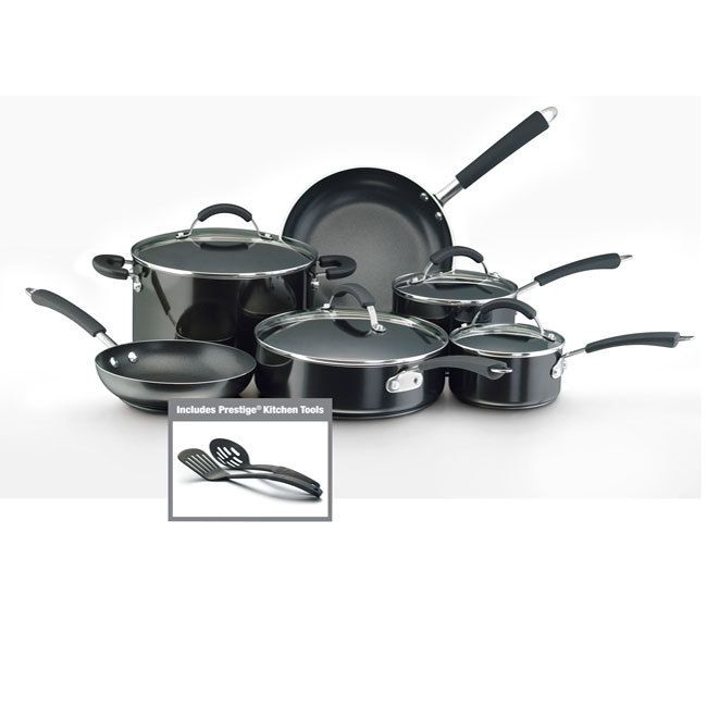 Farberware Millennium Nonstick Aluminum 12 Piece Black Cookware Set