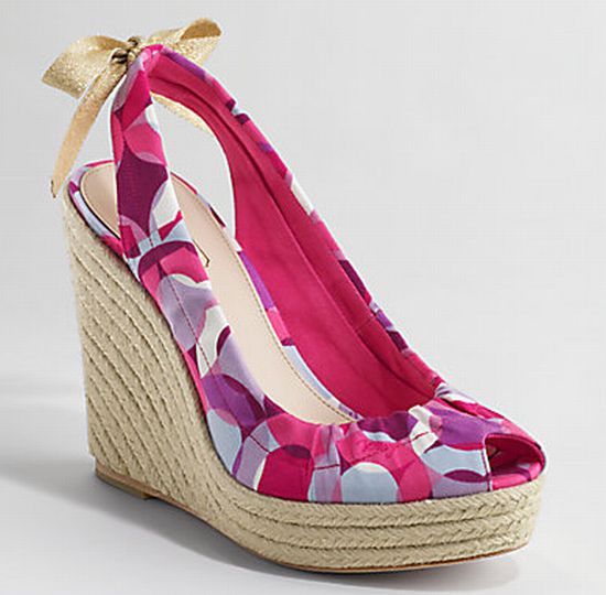 New Coach Maritza Pink Logo Sandal Platform Espadrille