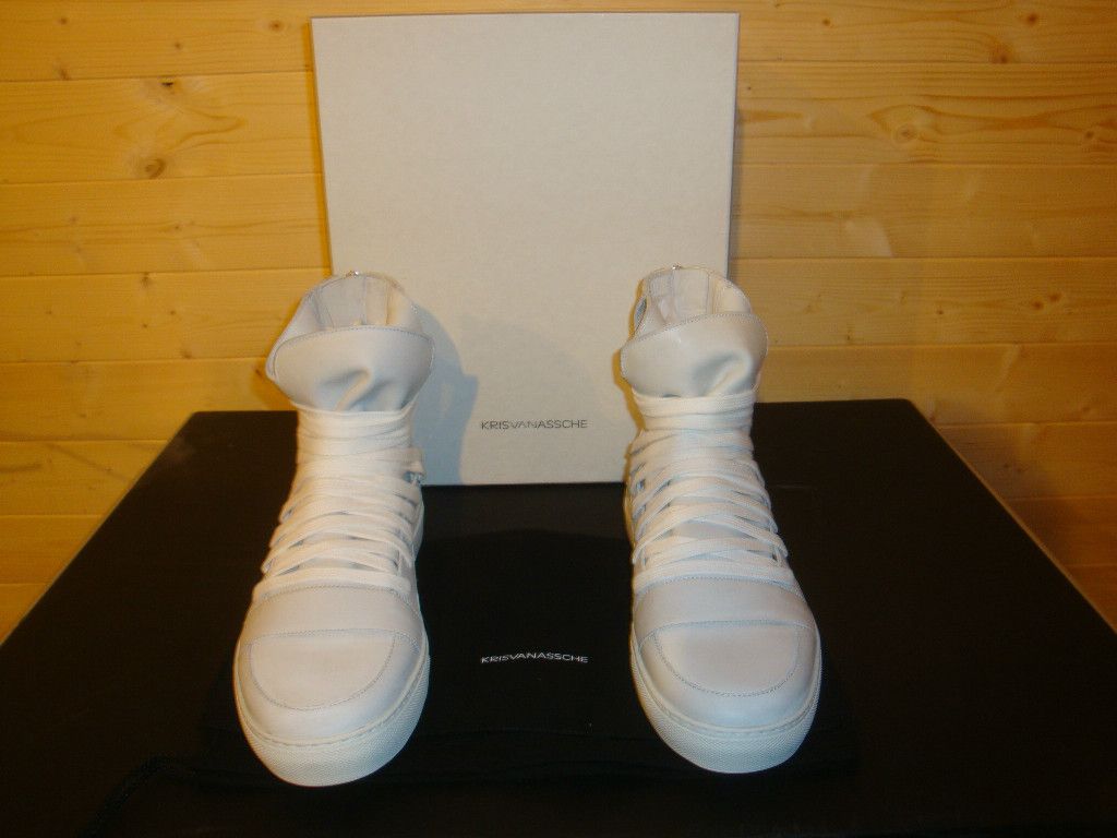 Kris Van Assche White Icarus Calf High Top Sneaker Shoes Riri Zip