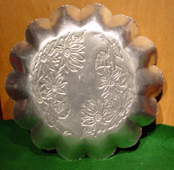 Vintage Aluminum Farber Shlevin Hand Wrought Scalloped Serving Bowl 11