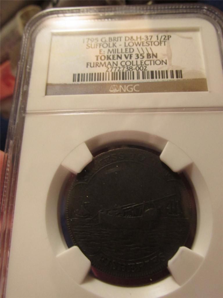 1795 G Brit D H 37 1 2P Token Suffolk Lowestoft NGC VF35BN