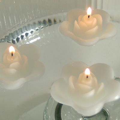 12 White Floating Rose Wedding Candles for Table Centerpiece Reception