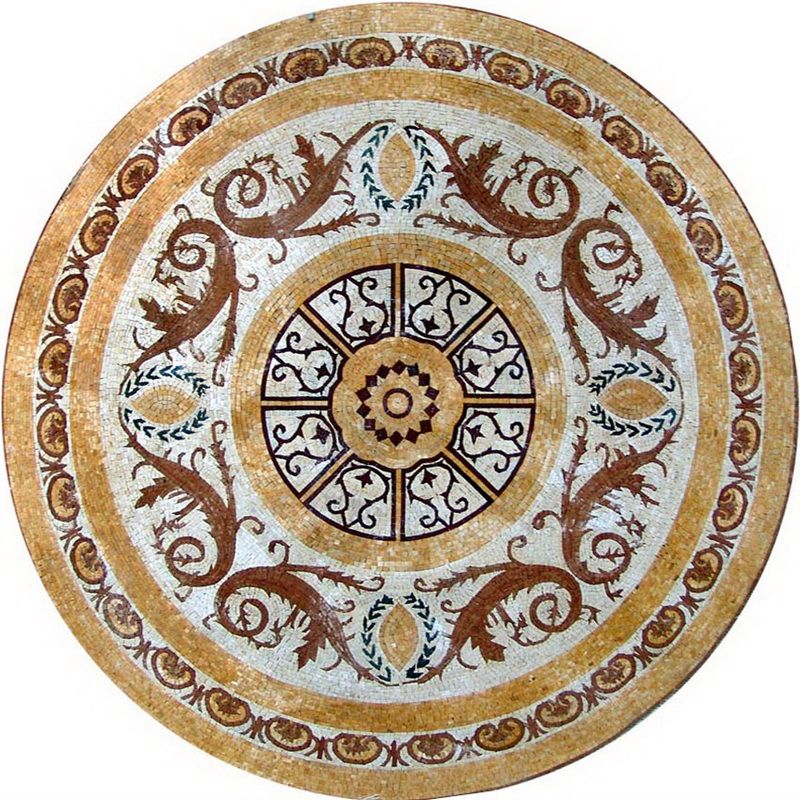 Medallion Mosaic Pattern Tile Stone Art Floor Tabletop