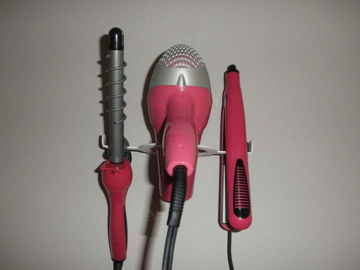 Curling Iron holder, flat iron holder, blow dryer holder, hair brush