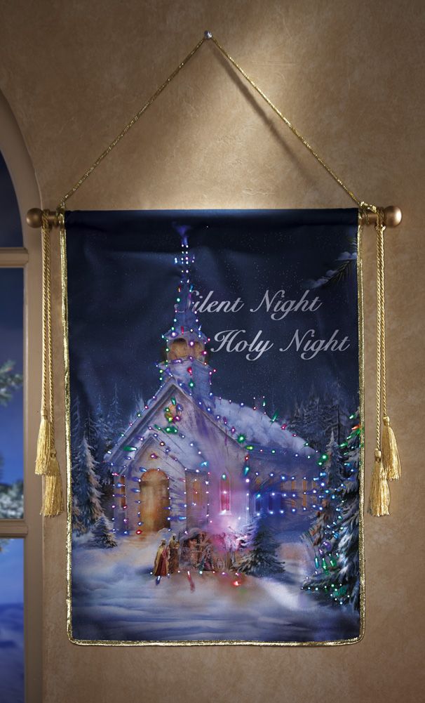 Holy Night Fiber Optic Lighted Canvas Christmas Holiday Wall