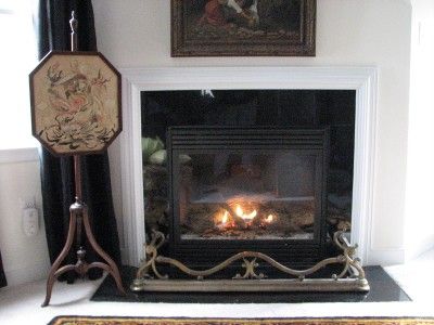 antique french fireplace fender brass