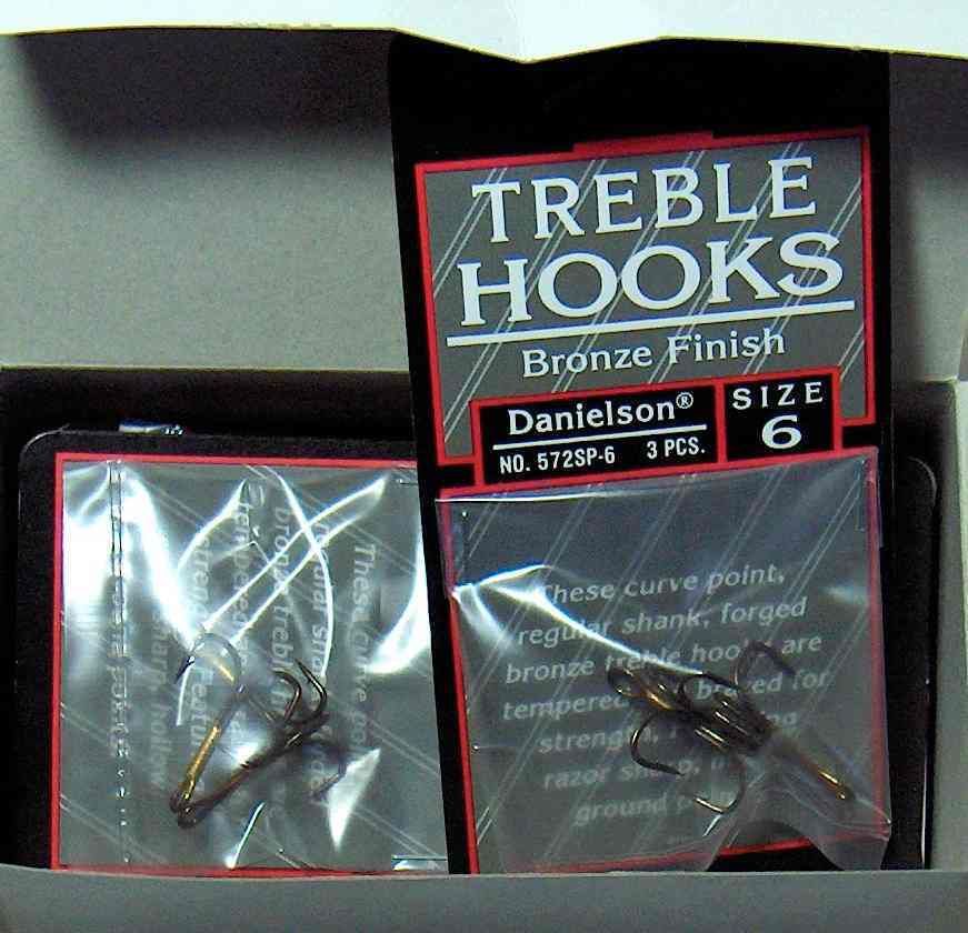 30 Treble Fish Hooks Size 6 Danielson NEW Fishing Supplies Bronze