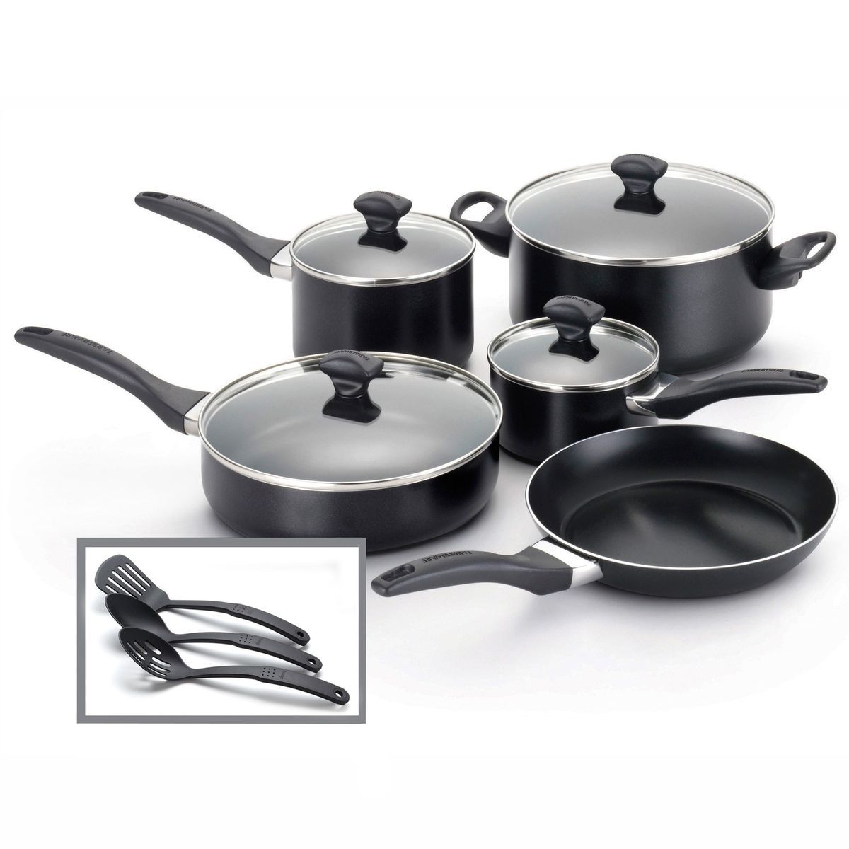 Farberware 12 Piece Nonstick Black Cookware Set 21421