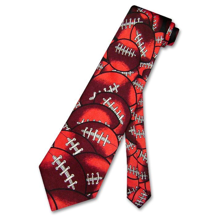Necktie Footballs All Over Design Mens Red Mens Neck Tie