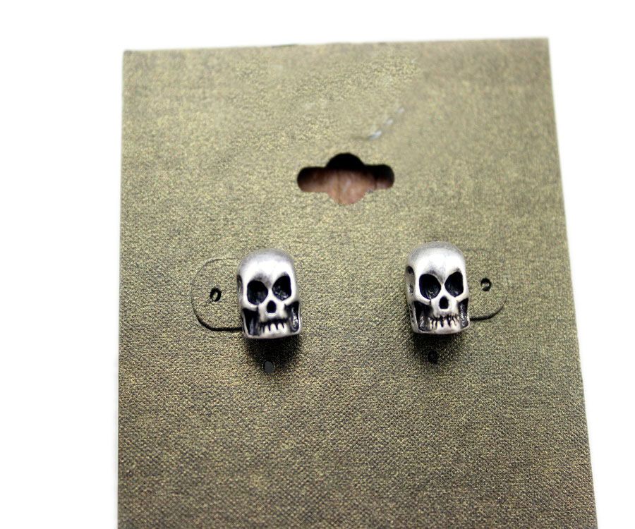  punk silver pleated skull stud Earrings womens fashion jewelry earring