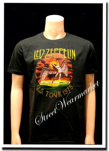 LED Zeppelin US Tour 1975 Folk Rock Band T Shirt Sz M