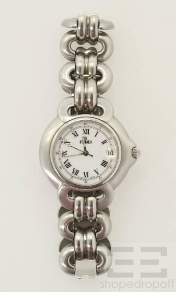 Fendi Orologi Stainless Steel Round Case Bracelet Watch