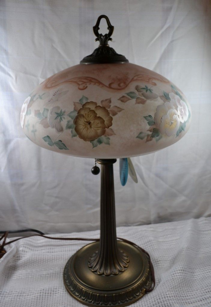 Fenton Butterfly Floral Reverse HP Le Lamp C 1995 RARE