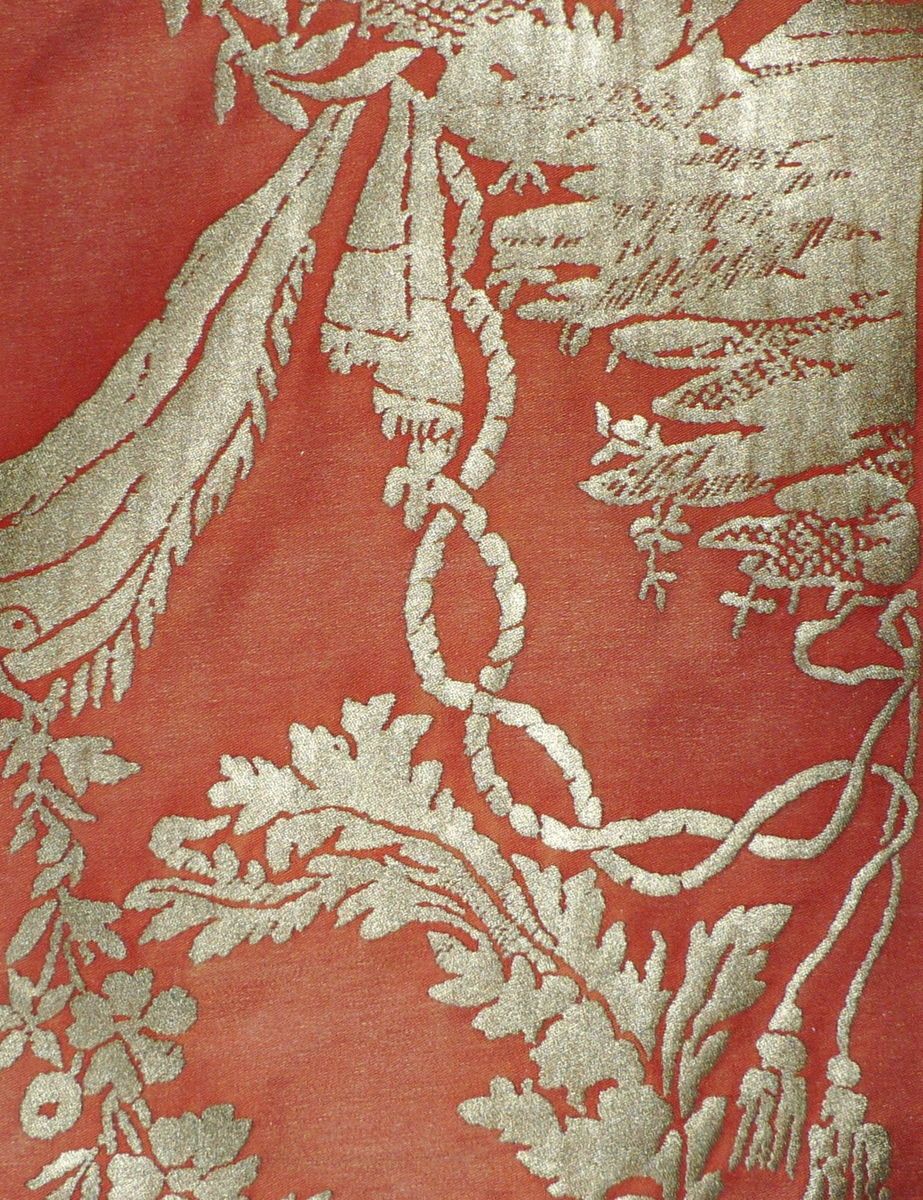 FORTUNY Fabric Boucher Brilliant Red and Gold New Long Staple Cotton