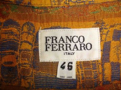 Franco Ferraro Viscose Rayon Gold Pattern Casual Shirt