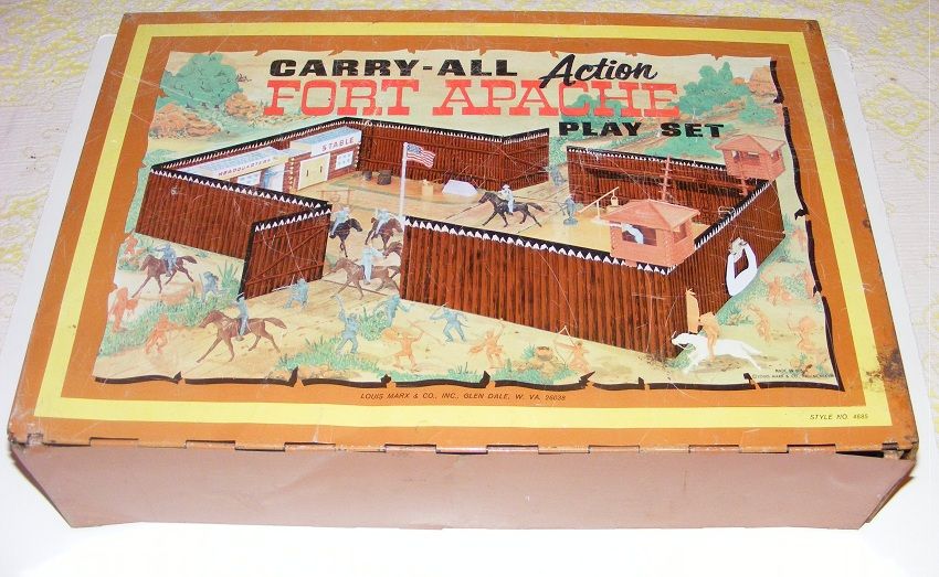  Marx Vintage Tin Litho Davy Crockett Alamo Fort Apache Play Set